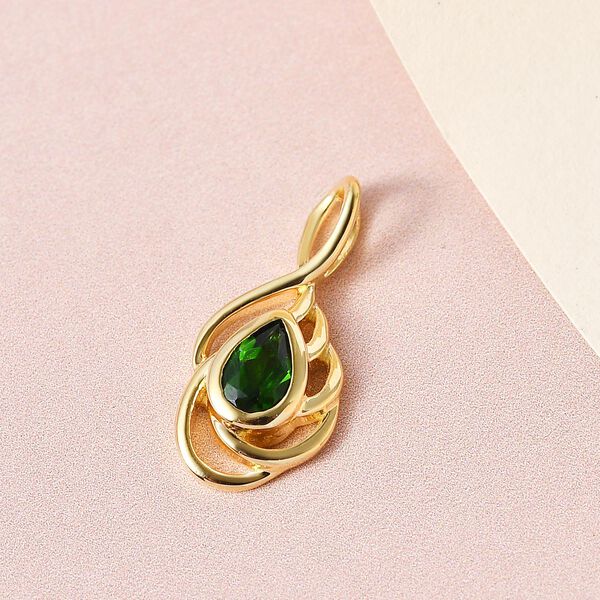 Nat&uuml;rlicher Chromdiopsid Anh&auml;nger, 925 Silber vergoldet ca. 0,46 ct image number 3