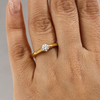 LUXURIANT SGL zertifizierter VS-EF Labor Diamant Ring, 925 Silber 750 Gelbgold Vermeil - 0,50 ct.