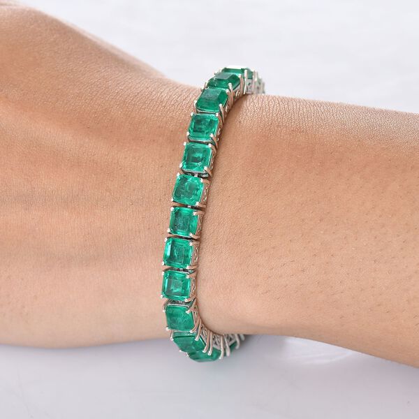 D'Joy Smaragd-Quarz Triplette Armband ca. 19 cm 925 Silber rhodiniert ca. 35,67 ct. image number 3