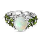 AA Natürlicher, äthiopischer Welo Opal, Natürlicher Chromdiopsid Ring 925 Silber rhodiniert (Größe 18.00) ca. 2,74 ct