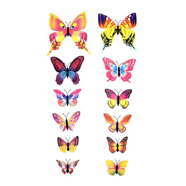 Set mit 48 bunten 3D-Magnet-Schmetterlingen und 48 doppelseitigen Klebeb&auml;ndern image number 2