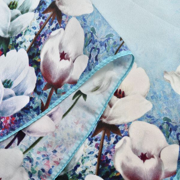 LA MAREY gemusterter Quadratschal aus 100% Seide, Grün image number 3