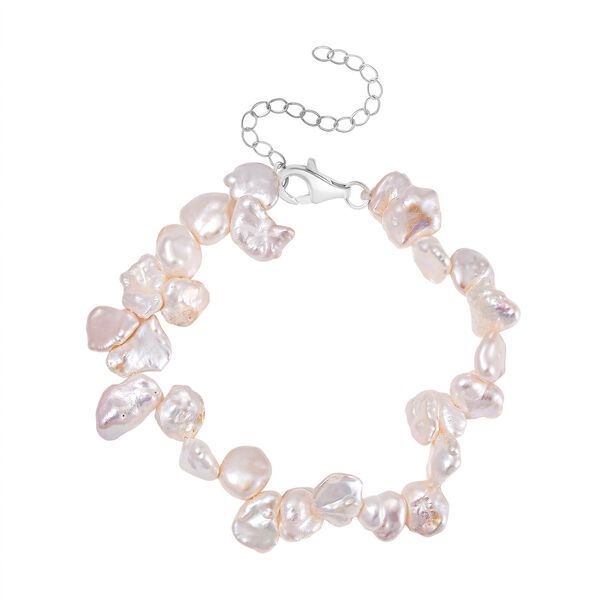 Flexibles, weißes Süßwasser Perle Armband image number 0