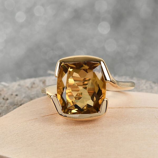Citrin Solit&auml;r Ring 925 Silber 585 Vergoldet image number 2