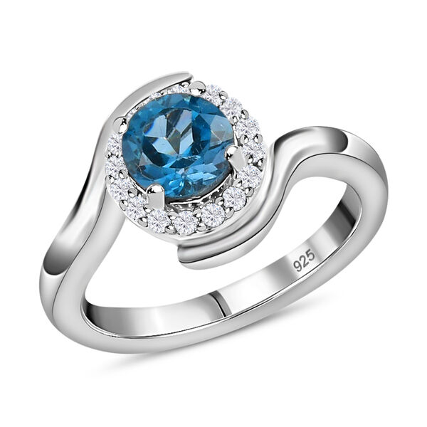 London Blau Topas und Zirkon Ring, ca. 1,29 ct image number 4