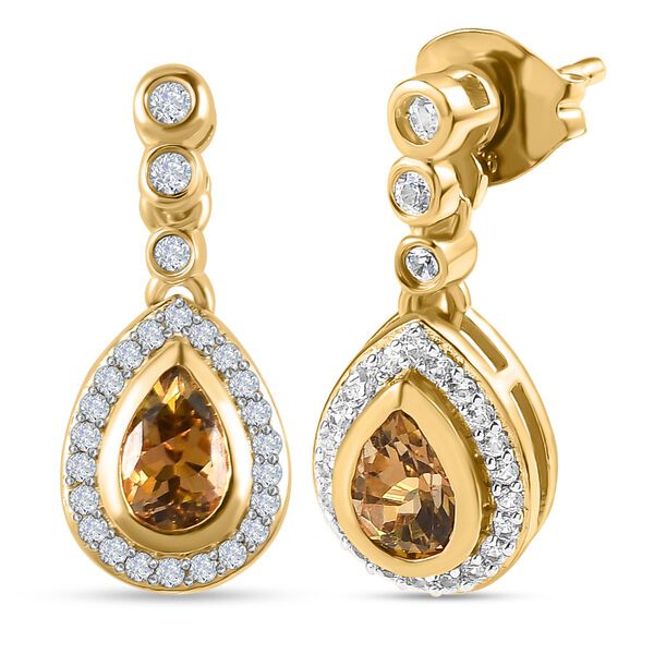 Natürliche, goldene Tansanit und Zirkon-Ohrringe - 1,24 ct. image number 4