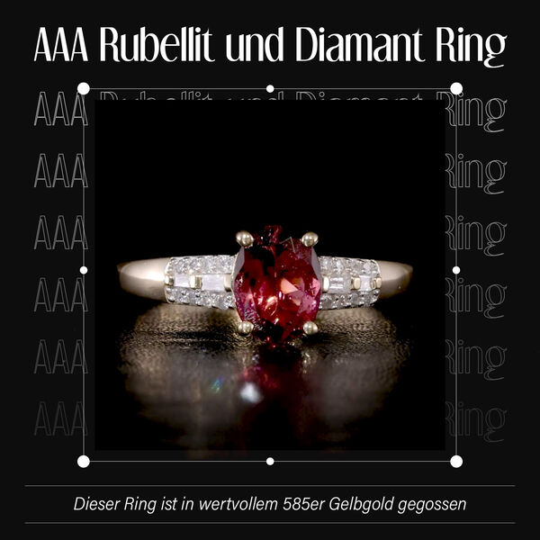 AAA Rubellit und Diamant Ring - 1,41 ct. image number 2