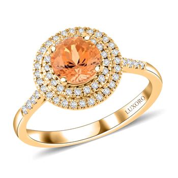 LUXORO zertifiziert und gepr&uuml;ft AAA kaiserlicher Topas und Diamant Ring in 417 Gold - 2 ct.