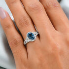 London Blau Topas und Zirkon Ring 925 Silber platiniert  ca. 2,01 ct image number 2