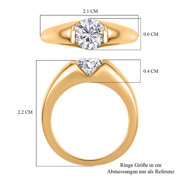 Moissanit Solit&auml;r Ring in Silber mit Gelbgold Vermeil - 0,76 ct. image number 8