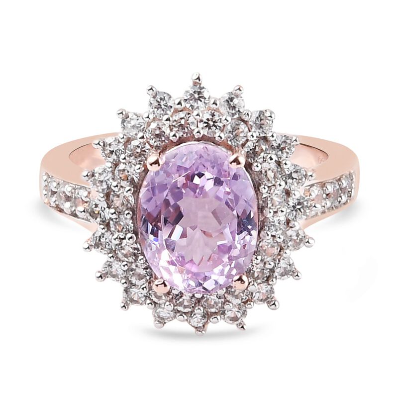 Martha Rocha Kunzit und Zirkon Ring 925 Silber Rosé Gold-Überzug image number 0