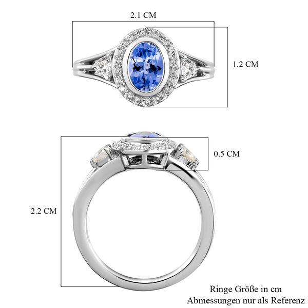 Tansanit und wei&szlig;er Zirkon-Ring, 925 Silber platiniert  ca. 1,39 ct image number 7