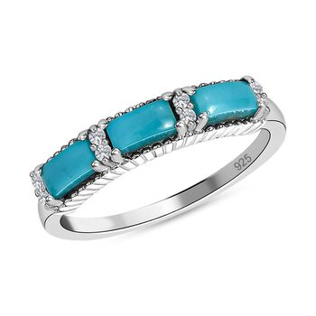 Amerikanischer Sleeping Beauty T&uuml;rkis und Zirkon-Ring - 0,79 ct.