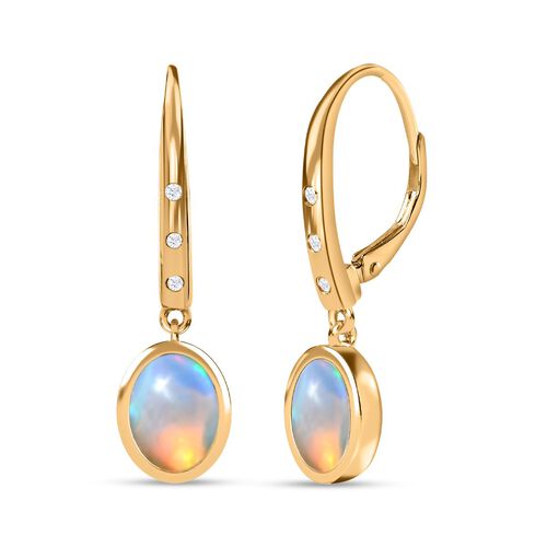 AA natürliche, äthiopische Welo Opal und Zirkon-Ohrringe - 2,44 ct. image number 0