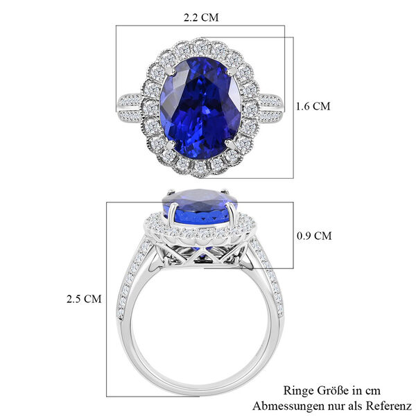 AAAA Tansanit, Weißer Diamant Ring 950 Platin (Größe 16.50) ca. 7,15 ct image number 6