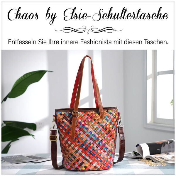 Chaos by Elsie - 100% Echtleder gewebter Tasche mit RFID schutz, 30x27x20 cm image number 8