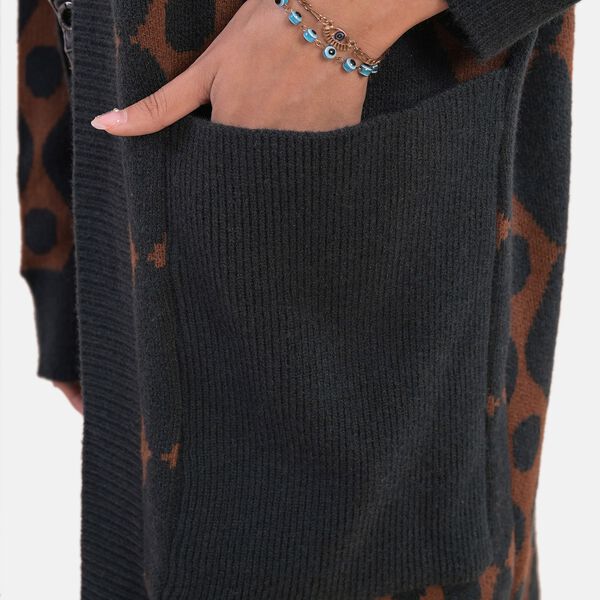 LA MAREY - offene Strickjacke mit Farbkontrast, Einheitsgröße Schwarz image number 4