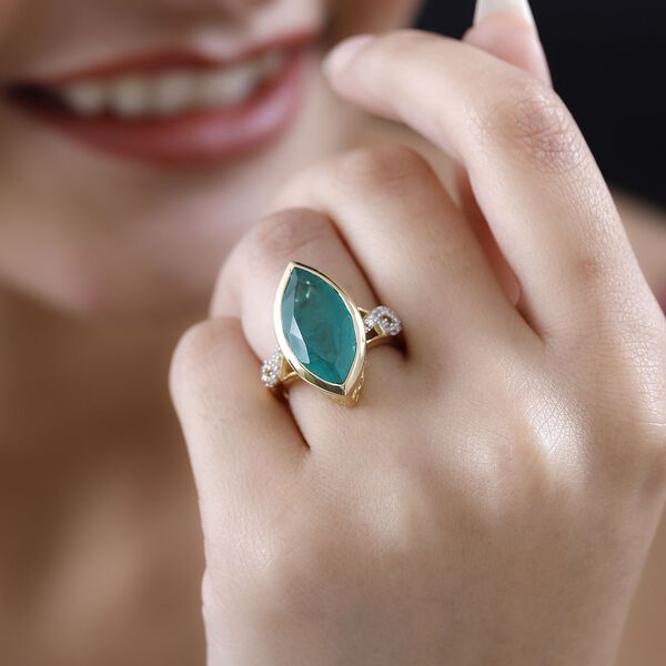 Smaragd Triplett Quarz und Zirkon Ring - 8,76 ct. image number 3