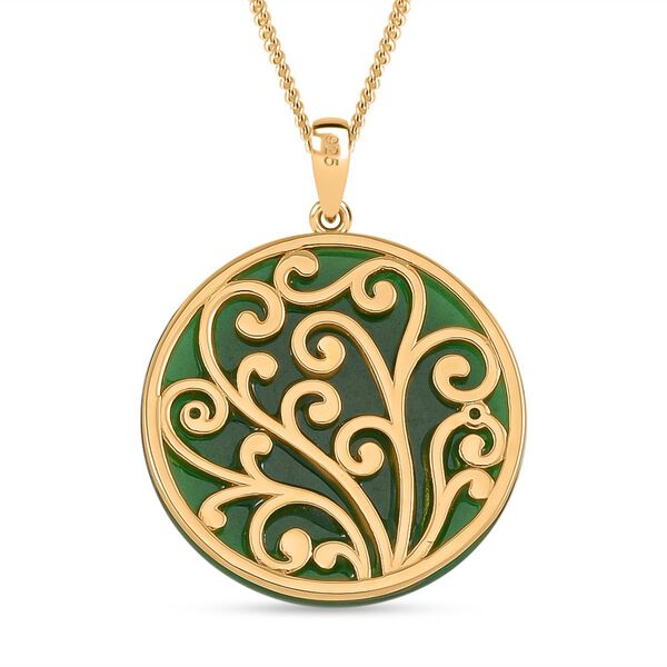 Gr&uuml;ne Jade Anh&auml;nger mit Kette 925 Silber Gelbgold Vermeil ca. 26.80 ct image number 4