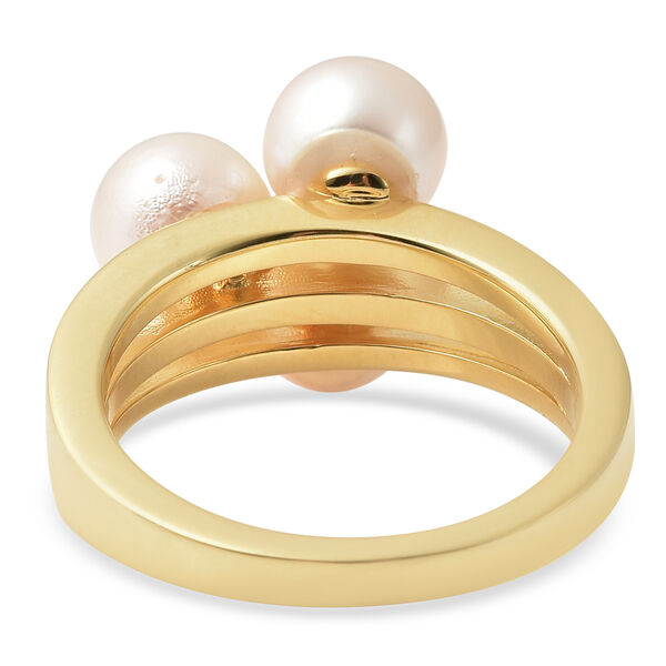 Japanische Akoya Perle Ring 925 Silber Gelbgold Vergoldet image number 5