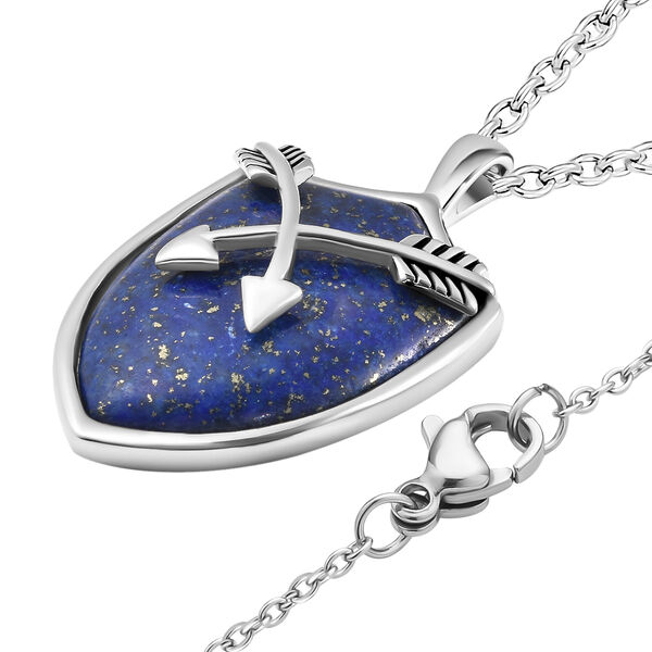 Lapislazuli Anhänger mit Kette, 60 cm, Edelstahl ca. 27,90 ct image number 3