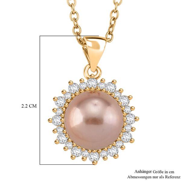 Lila Edison Perle, Weißer Zirkonia Schmuckset Nickelfreies Messing, Reines Kupfer vergoldet image number 6