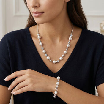 EverTrue S&uuml;&szlig;wasserperle 50cm Halskette und 19cm Armband in Silberton