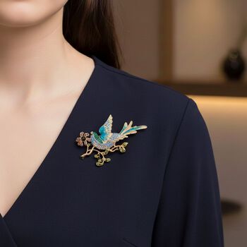 Mehrfarbiger Kristall Vogel Brosche emailliert