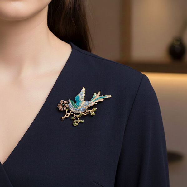 Mehrfarbiger Kristall Brosche emailliert image number 2