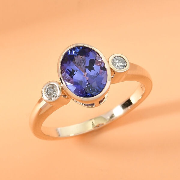 AAA Tansanit und Diamant-Ring, 585 Gelbgold  ca. 2,10 ct image number 2