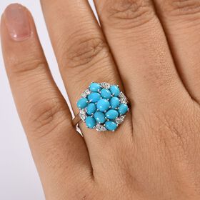 Türkisfarbener Wirbel -AA Sleeping Beauty Türkis Ring 925 Silber rhodiniert (Größe 18.00) ca. 2.46 ct