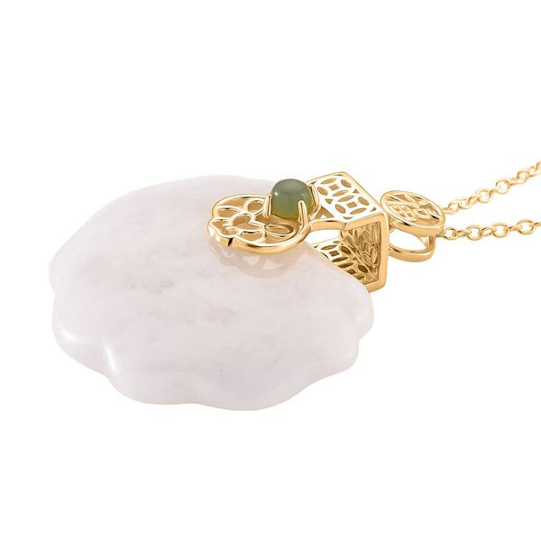 D'Joy Nat&uuml;rliche Wei&szlig;e Jade Anh&auml;nger mit Kette ca. 50 cm, 925 Silber vergoldet ca. 50,00 ct. image number 3