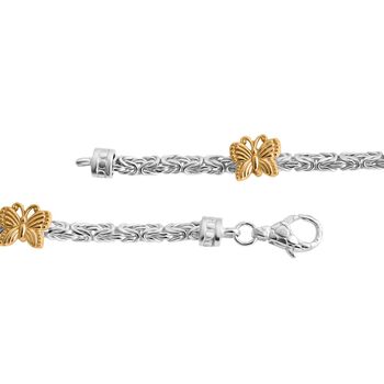 Royal Bali Kollektion- Zweifarbiges Schmetterling Armband, 19cm