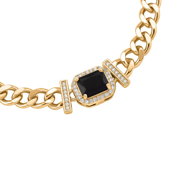 Schwarzer Zirkonia, Wei&szlig;er Zirkonia Armband ca. 19 cm Nickelfreies Messing vergoldet image number 3