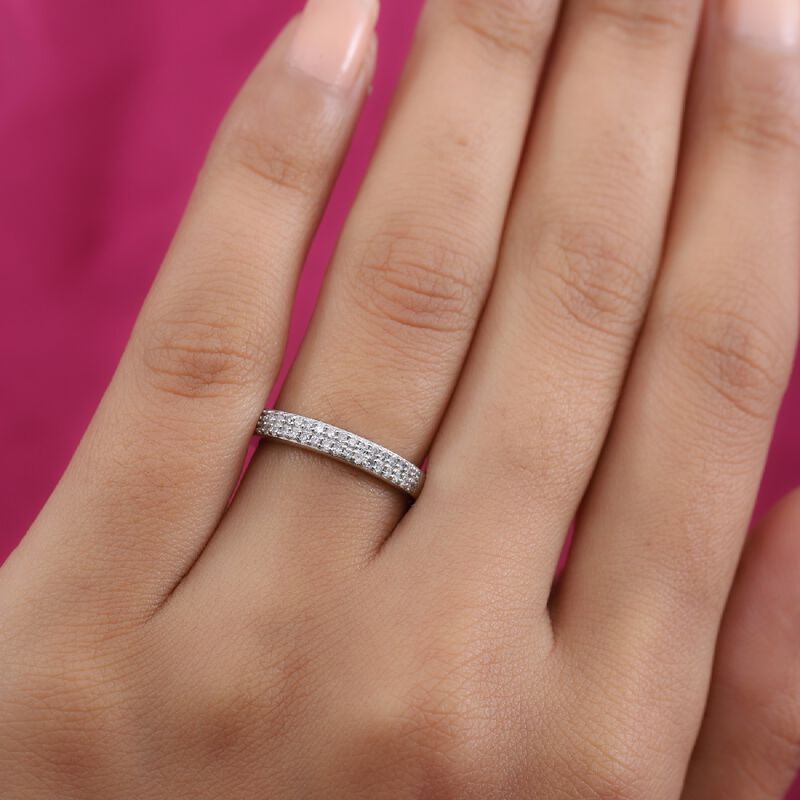 Diamant Half Eternity Ring 925 Silber Platin-Überzug image number 0