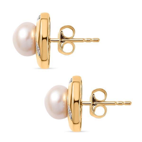 Süßwasserperlen und Zirkon Ohrringe - 6,25 ct. image number 5