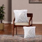 Superweicher Mikroplusch 2er Set Sofa-Kissenbezüge mit Rautenmuster, 45 x 45 und 60 x 60 cm, Helllgrau