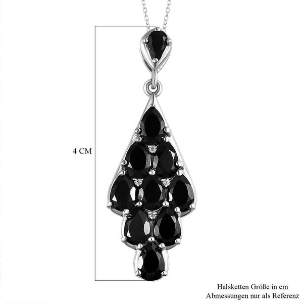 Schwarzer Spinell und Zirkon-Anh&auml;nger mit Kette - 4,67 ct. image number 6