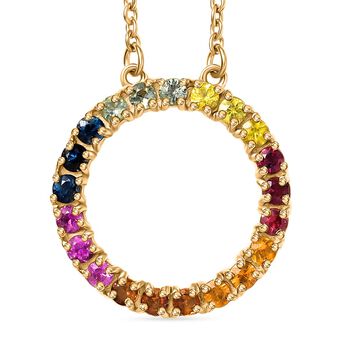 D'Joy AA Mehrfarbig Saphir Halskette ca. 45 cm 925 Silber 750 Gelbgold Vermeil ca. 1.58 ct