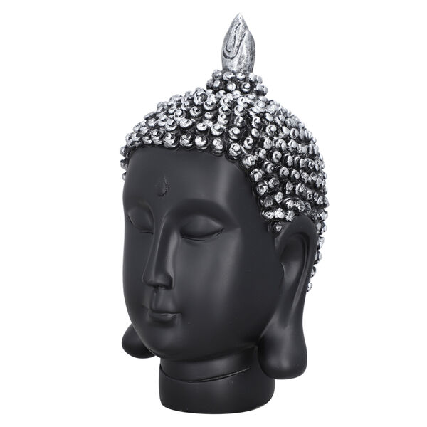 Buddha Kopf Figur, Schwarz und Silber image number 3