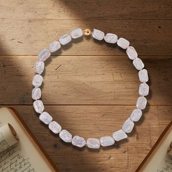 D'Joy wei&szlig;e Keshi Perle 50cm Halskette