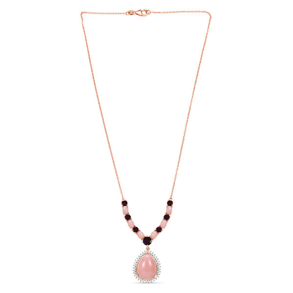 D'Joy Rosa Opal, Nat&uuml;rlicher Rhodolith Granat Halskette ca. 45 cm 925 Silber 750 Ros&eacute;gold Vermeil ca. 15,23 ct. image number 3