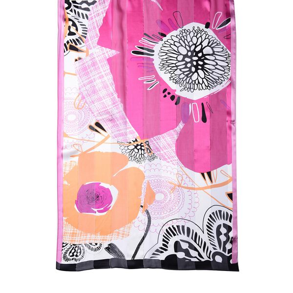 LA MAREY: Bedruckter Schal aus 100% Maulbeerseide, Blumenmuster, inkl. Geschenkbox, Pink-Orange image number 4