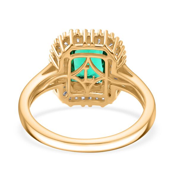 AAA Lab Grown Kolumbianischer Smaragd, Lab Grown Diamant Ring 925 Silber 750 Gelbgold Vermeil (Größe 19.00) ca. 1.55 ct image number 5