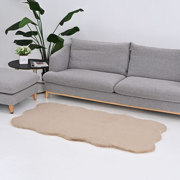 Serenity Night - Kunstfell-Teppich mit Schaumstoffbasis, Wolkenform, 100x180 cm, Cremebeige image number 2