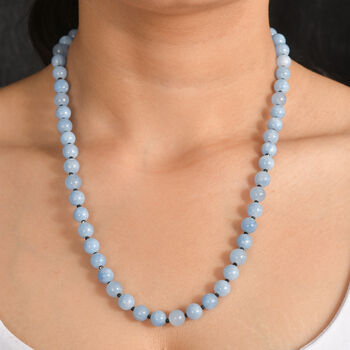 EverTrue Milchige Aquamarin und schwarze Spinell 50cm Halskette - 185 ct.