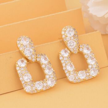 Wei&szlig;er Zirkonia Ohrringe, goldfarben