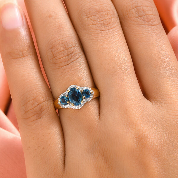 London Blau Topas und Zirkon Ring, ca. 1,54 ct image number 3
