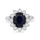 D'Joy Masoala Saphir (Fissure gefüllt), Weißer Zirkon Ring 925 Silber rhodiniert (Größe 18.00) ca. 6,46 ct