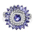 Tansanit Ring, 925 Silber platiniert, (Größe 16.00) ca. 2.31 ct